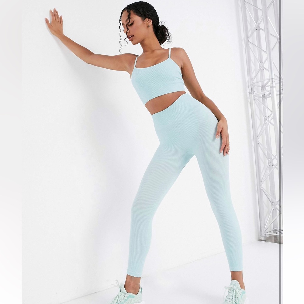 HIIT ribbed leggings in light blue